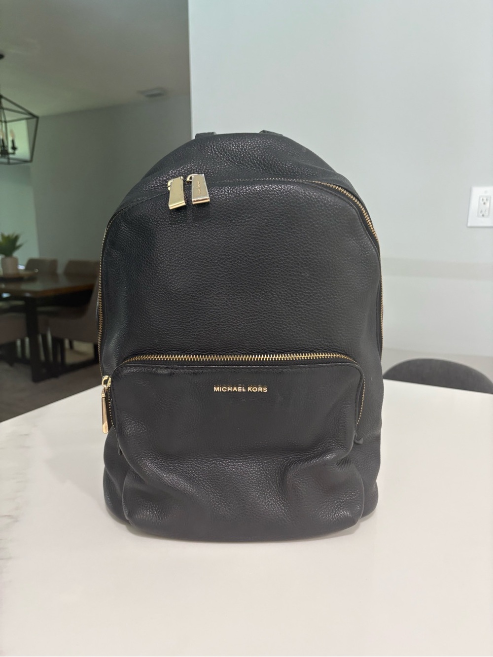 Michael Kors Black Leather Backpack with Gold Hardware - Picture 2 of 15
